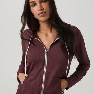 Vuori Brown Full-Zip Hoodie with White Drawcords